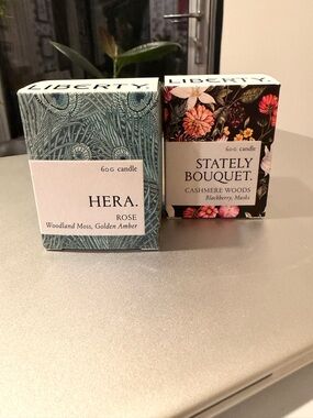 Liberty London Lot of 2 60g Candles - Hera & Stately Bouquet *NEW IN BOX* $80